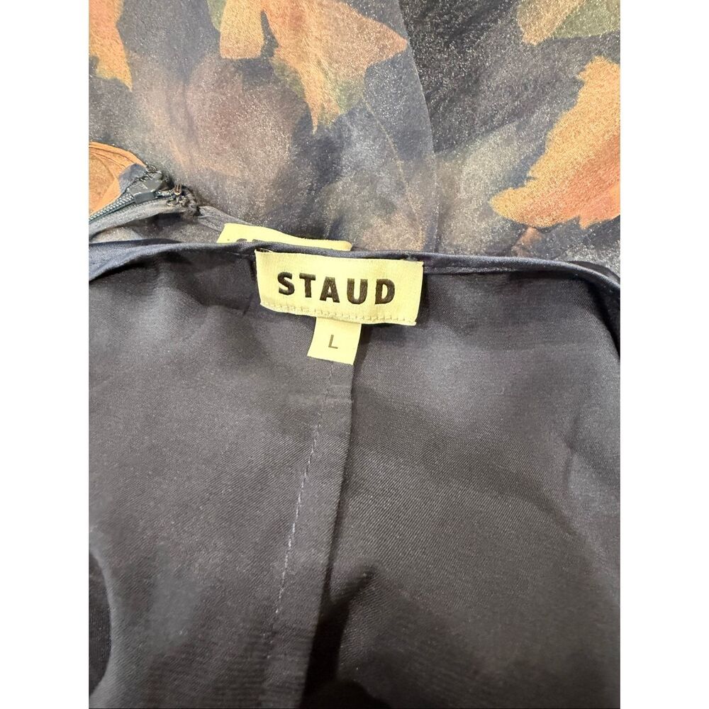 STAUD Calluna Ruffled Sheer Floral Organza Gown IN Lapis Floral Size Large $495 - Picture 9 of 9